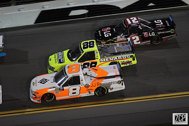 Angela Ruch (No. 8), Matt Crafton (No. 88) and Gus Dean (No. 12) in the 2019 race
