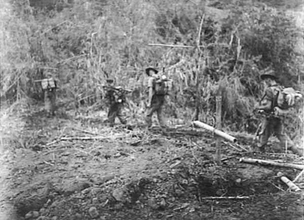 A patrol from the 2/5th around Yamil, July 1945