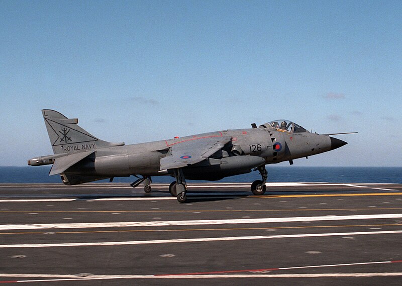 File:BAe Sea Harrier 800 NAS on USS Eisenhower 1984.JPEG