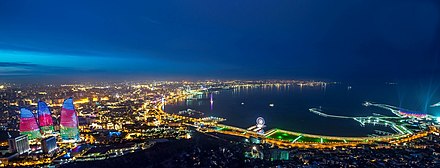 Baku, the capital of Azerbaijan is the largest city by the Caspian Sea.