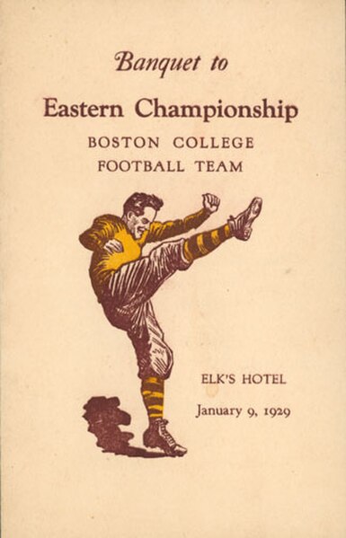 Program for a banquet to celebrate the 1928 Eastern championship