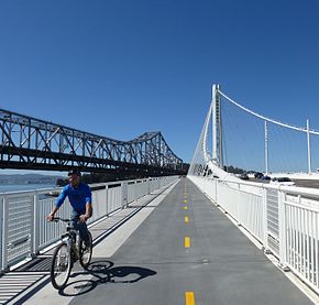 Bicyclist on the Bay Bridge Trail