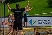 Deutsch: Beachhandball U-17-Europameisterschaften 2019 (Beach handball Euro); Tag 2: 28. Juni – Mädchen, Hauptrundengruppe I, Deutschland-Portugal 2:1 (22:12, 20:21, 9:8) English: 2019 Women's Ech Beach Handball 17; Day 2: 28 June 2019 – Girls Main Round Group I – Germany Vs. Portugal 2:1 (22:12, 20:21, 9:8)