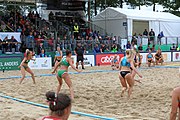 Deutsch: Beachhandball Europameisterschaften 2019 (Beach handball Euro); Tag 6: 7. Juli 2019 – Frauenfinale, Dänemark-Ungarn 2:0 (18:12, 23:22) English: Beach handball Euro; Day 6: 7 July 2019 – Women's Final – Denmark-Hungary 2:0 (18:12, 23:22)