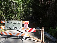 FS63 Road to the Trailhead was inaccessible due to washout in 2017. As of Nov 2019, FS63 is drivable. The parking lot is accessible. Blanca Lake Washout.jpg