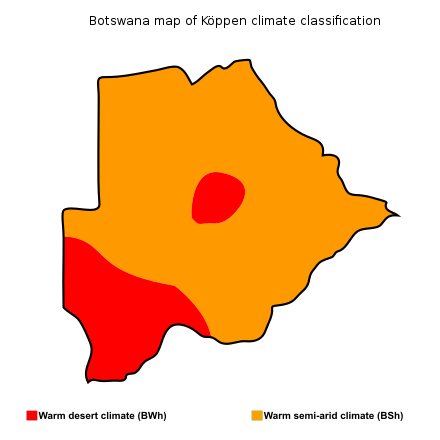 Botswana map of Köppen climate classification.