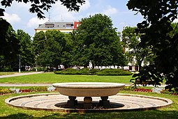 Park na Obilním trhu s fontánou