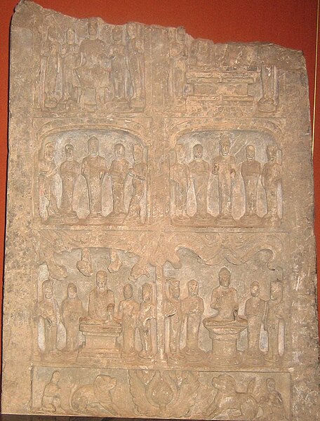 File:Buddhist stele, stone, Northern Qi, 550-577 CE, Shanghai Museum.jpg