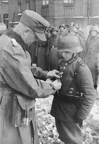 16-year-old Willi Hübner being awarded the Iron Cross in March 1945