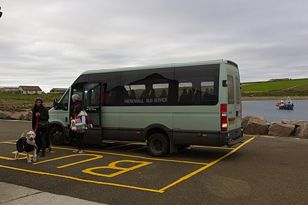 A rural bus on the Orkney Islands.