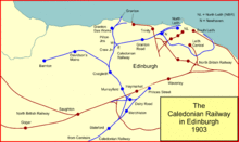 Caledonian lines in Edinburgh in 1903 Caley in Embra 1903.gif