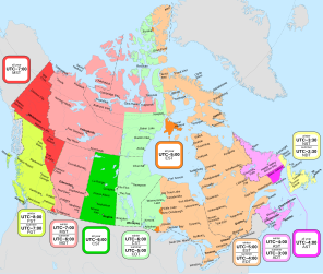 time zone map of Canada