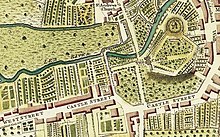 Castle Street on a 1766 map of Hartford (sic) by J. Andrews and M. Wren. Castle Street, Hertford from A plan of Hartford by J. Andrews and M Wren 1766.jpg