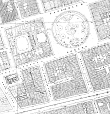 Plan of Cavendish Square in the 1870s Cavendish Square and Old Cavendish Street 1870s Ordnance Survey map.png