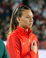 Chile national team goalkeeper Christiane Endler helped organize the nation's players' union. Chile v Colombia 20190519 36.jpg