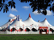 A circus is an example of a fit-up company of performers. CircusTent02.jpg