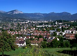 Uitzicht op Cognin en (daarachter) Chambéry
