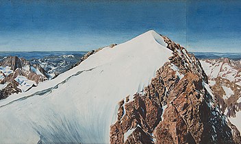 Vue du sommet du Pelvoux (détail), aquarelle de Paul Helbronner, vers 1900