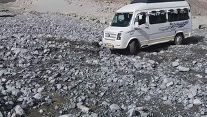 File:Crossing of a stream between Nubra valley and Pangong lake.webm