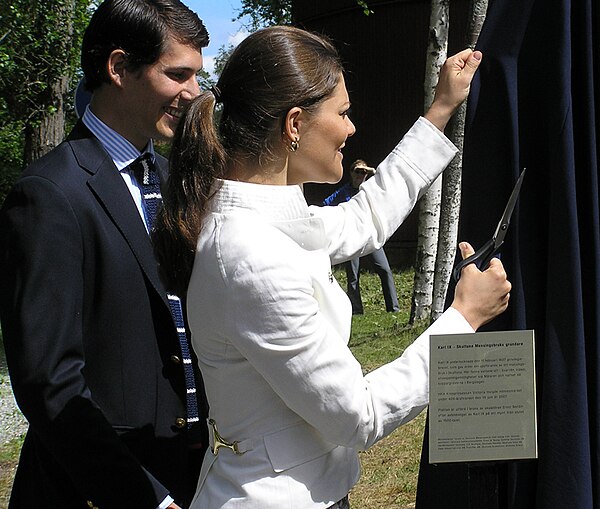 Crown Princess Victoria at Skultuna Messingsbruk with the managing director Viktor Blomqvist