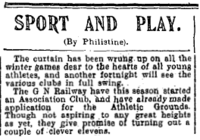 Ritaglio di giornale che riporta Formazione del Dundalk GNR Association Club, Dundalk Democrat, 26 settembre 1903