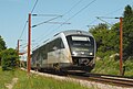 DSB treinstel 4112 van het serie MQ als stoptrein van Fredericia naar Odense bij Tommerup.