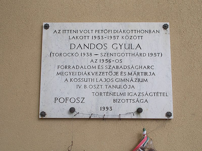 File:Dandos Gyula emléktábla, Szent István utca, 2017 Nyíregyháza.jpg