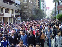 Large demonstration, with protesters filling a street