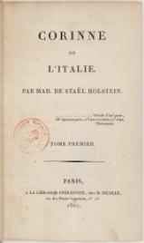 De Staël - Corinne ou l'Italie, Tome I, 1807.djvu