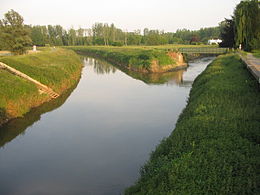 De monding van de Demer (links) in de Dijle (rechts) te Werchter