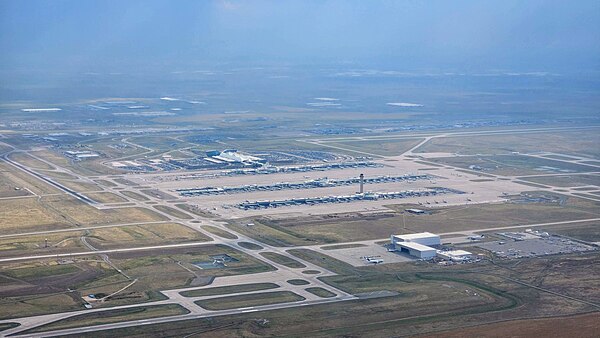 The Denver International Airport area from above in August 2023.