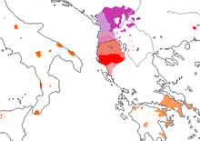 Dialektzonen in Albanien und deren ausländische Sprachinseln