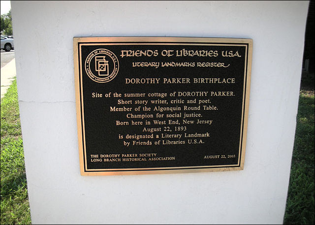 Plaque at Parker's birthplace