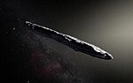 Artist’s impression of `Oumuamua, the first known interstellar asteroid