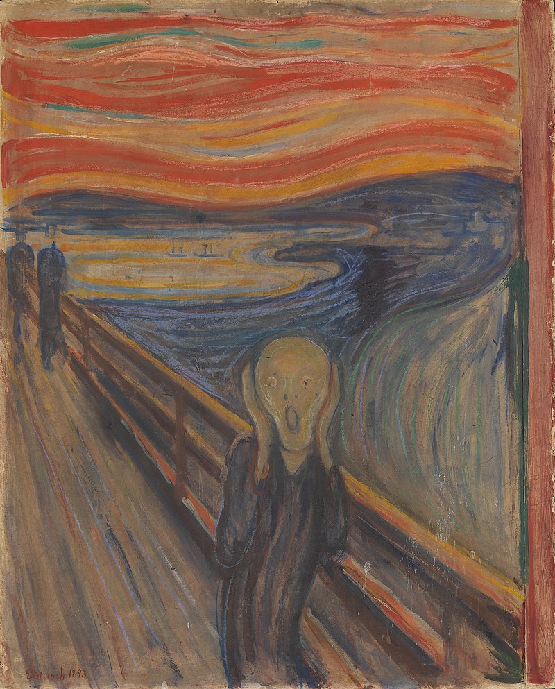 Edvard Munch, 1893, The Scream, oil, tempera and pastel on cardboard, 91 x 73 cm, National Gallery of Norway.jpg