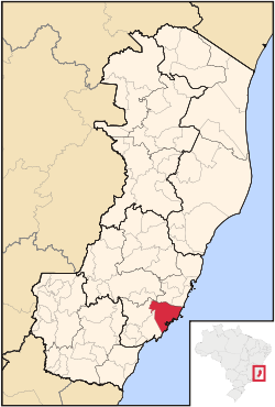 Location of Guarapari in the State of Espírito Santo