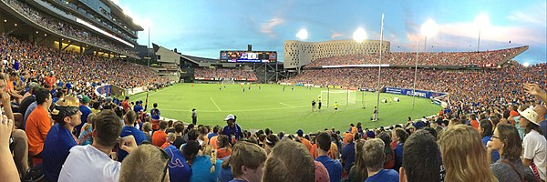 Nippert hosting an FC Cincinnati match in 2017 after the field expansion