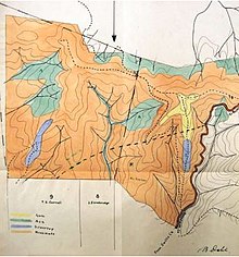 Hand drawn forest assessment map of Mt Blowhard by Bjarne Dahl. Circa 1940. Source Public Records Office. Forest Assessment Map - Mt Blowhard - Bjarne Dahl FCV.jpg