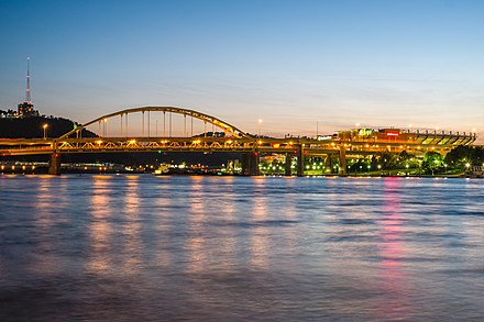 Duquesne Bridge crossing the Allegheny River in Pittsburgh