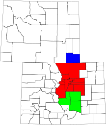 Map of the Front Range Urban Corridor of Colorado and Wyoming Front Range Urban Corridor.svg