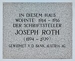 Joseph Roth - memorial plaque