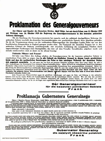 Official proclamation of the General-Government in Poland by Germany, October 1939