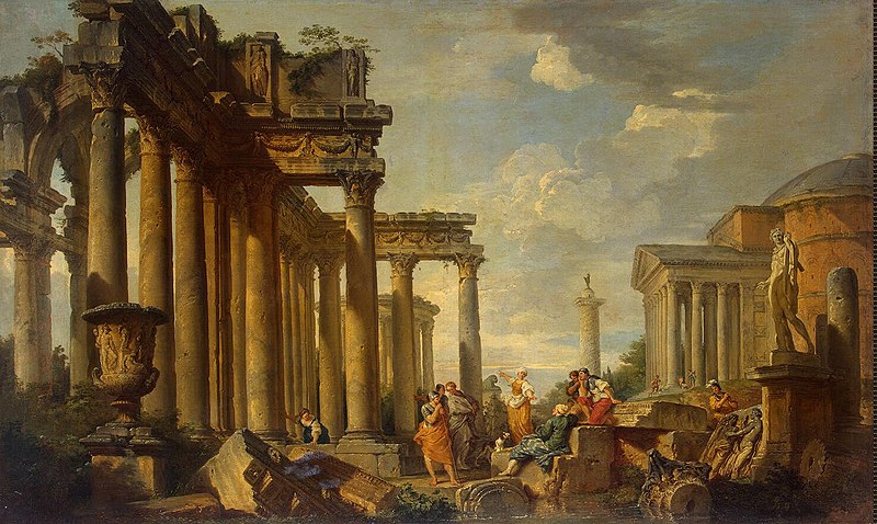 File:Giovanni Paolo Pannini - St Sibyl's Sermon in Roman Ruins with the Statue of Apollo, 1740s.jpg