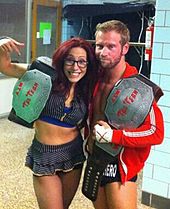 Scott, with Gregory Iron as the AIW Tag Team Champions. Greg Iron and Veda Scott.jpg