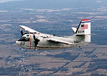 A C-1A Trader in 1987 Grumman C-1 flying side view.jpg