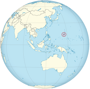 괌의 위치 (빨간색 원)
