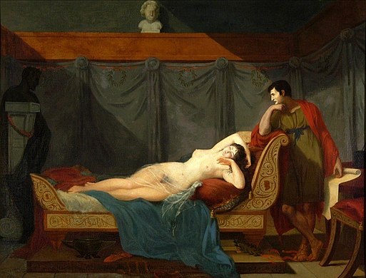 O Sono de Vênus (1802), de Guillaume Guillon-Lethière. Luciano Bonaparte observa sua mulher, Alexandrina de Bleschamp, enquanto esta dormia.