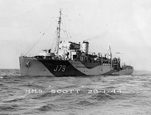 HMS Scott did much of the survey work to locate the Northern Barrage. HMS Scott FL18808.jpg
