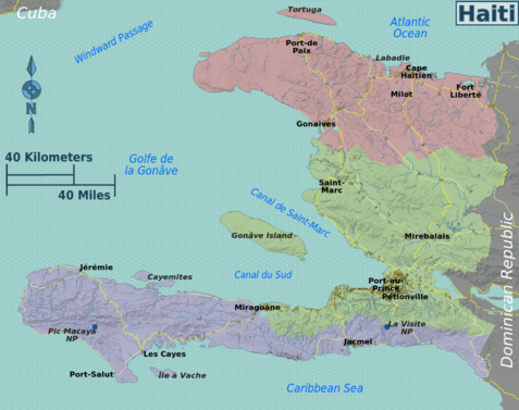 Mapa regionů Haiti