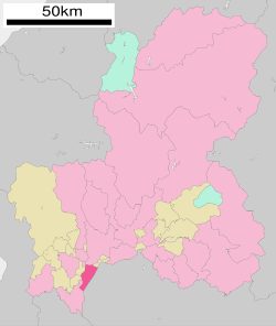 Localização de Hashima na Prefeitura de Gifu